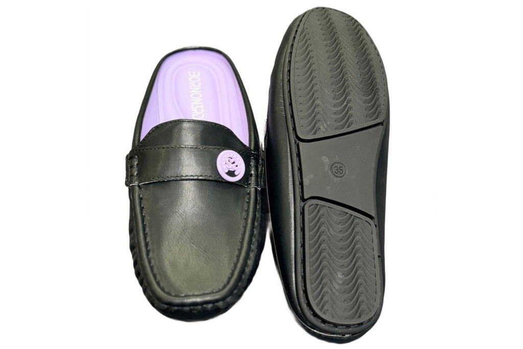 Black Beige Casual Mules