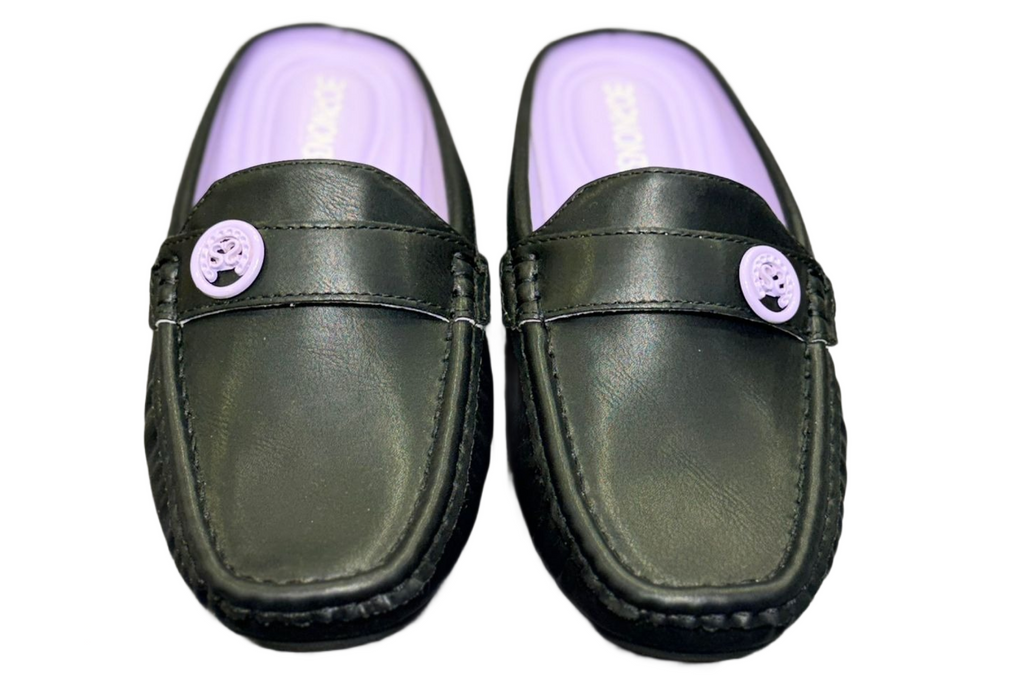 Black Beige Casual Mules