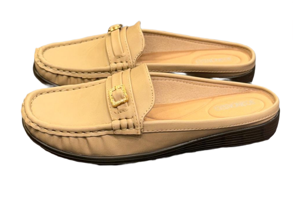 Khaki Brown Mules For Women