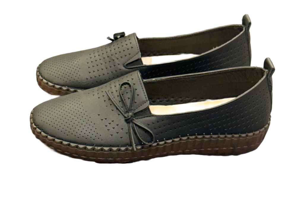 Black Khaki Flat Shoes For Women