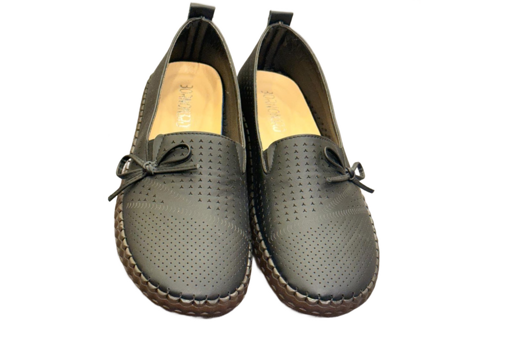 Black Khaki Flat Shoes For Women